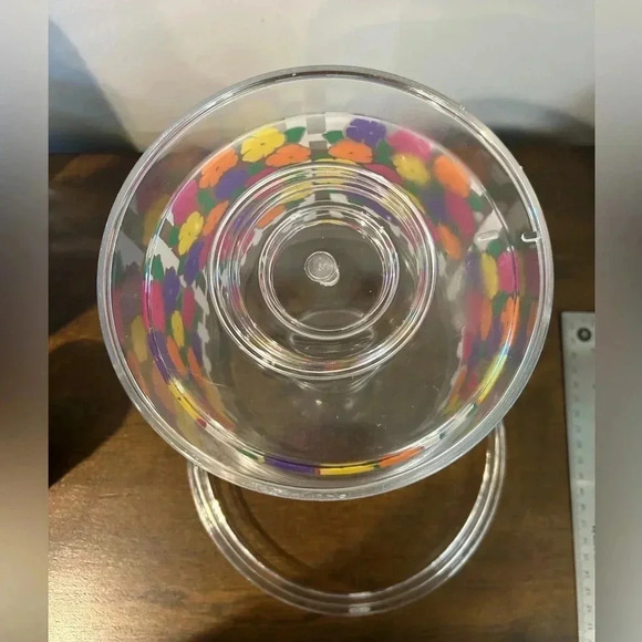 3 piece Acrylic clear ice bucket with painted flowers & picket fence. - Picture 6 of 8